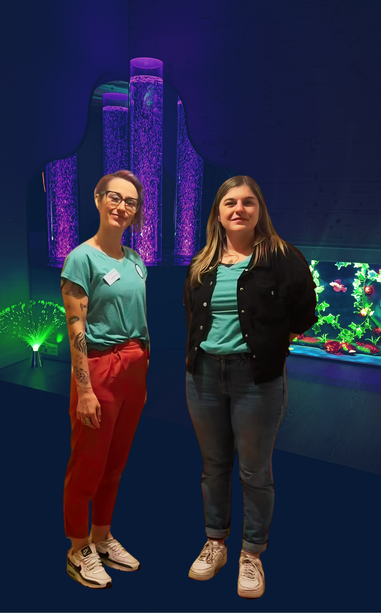 Les cofondatrices du Jardin des Sens dans la salle sensorielle immersive
